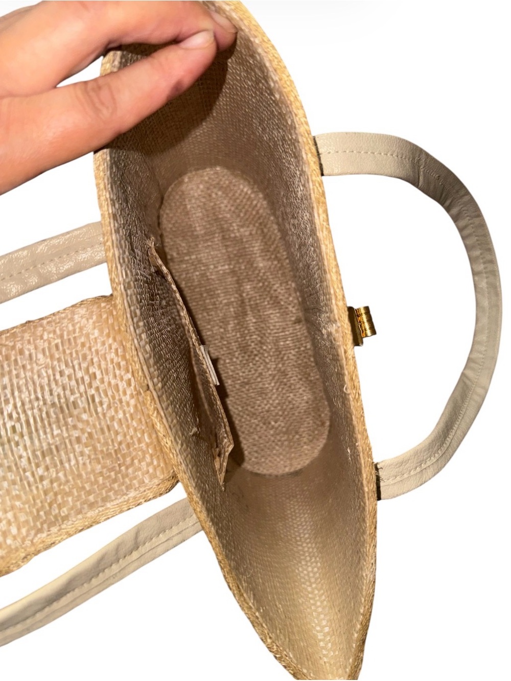 Summer is Here!! Hawaii Woven Palm Accent Beige Tote Bag. - Picture 4 of 8